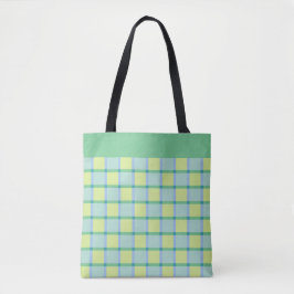 Moderne Schachbrettmuster in Blau, Grün und Limett Tasche