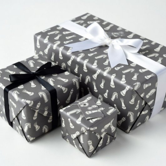 Moderne Schachfiguren Muster Geschenkpapier