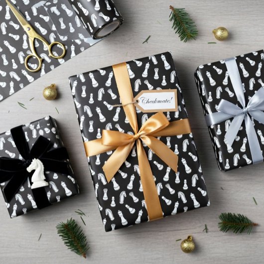 Moderne Schachfiguren Muster Geschenkpapier
