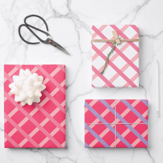 Moderne scharfe rosa geometrische Formen Geschenkpapier Set (Vorderseite)