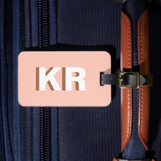 Moderne Schattenmonogramm-Farbblock braun beige Gepäckanhänger (Vorderseite Insitu 4)