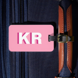 Moderne Schattenmonogramm Rosa Personalisiert Gepäckanhänger