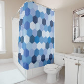 Moderne Schattierungen der Blues Weiße Hexagonale Duschvorhang (Beispiel)