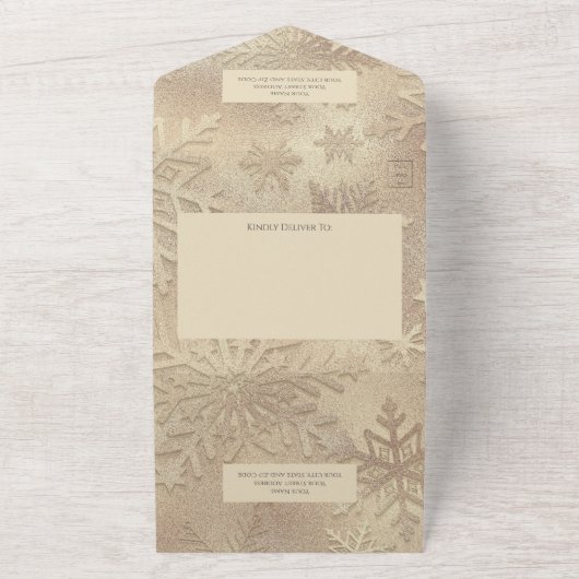 Moderne Schattierungen des Goldenen Schneeflochs All In One Einladung (Außenbereich)