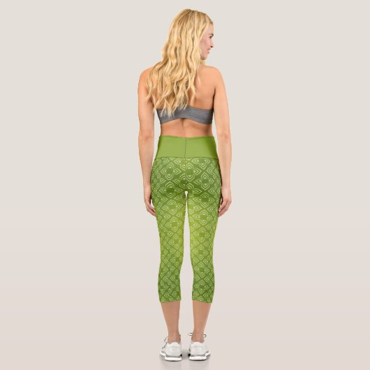 Moderne Schattierungen grüner Flora Capri Leggings (Rückseite)