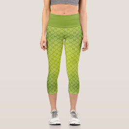 Moderne Schattierungen grüner Flora Capri Leggings