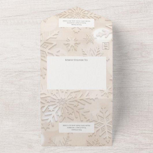 Moderne Schattierungen von Beige-Schneeflocke All In One Einladung (Außenbereich)