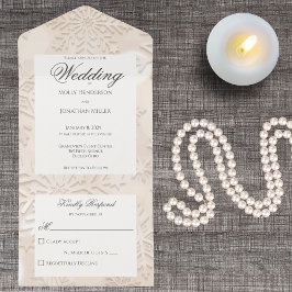 Moderne Schattierungen von Beige-Schneeflocke All In One Einladung