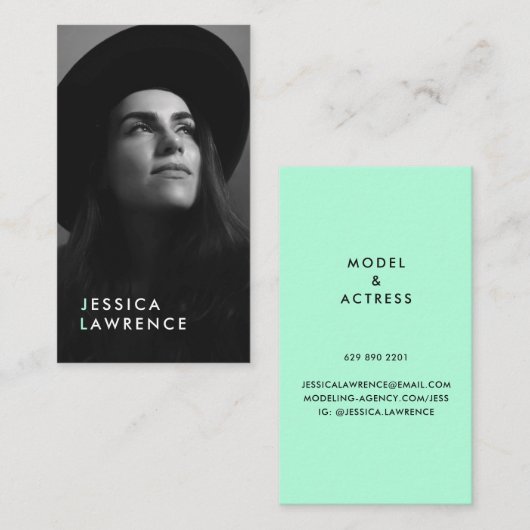 Moderne Schauspieler modellieren Headshot Foto Fot Visitenkarte (Vorne/Hinten)