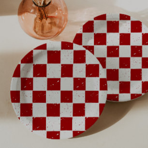 Moderne Scheibe Scheibe Baby Italienisch Rot Karie Pappteller