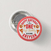 Moderne Scheibe Scheibe Baby-Pizza 1. Geburtstag Button (Vorne & Hinten)