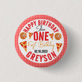 Moderne Scheibe Scheibe Baby-Pizza 1. Geburtstag Button (Vorderseite)
