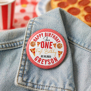 Moderne Scheibe Scheibe Baby-Pizza 1. Geburtstag Button