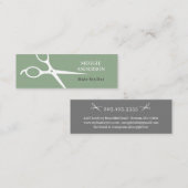 Moderne Schere Friseur Grün Mini Visitenkarte (Vorne/Hinten)