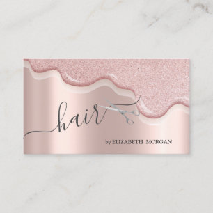 Moderne Schere Glitter Tropfen Haar Roségold Visitenkarte