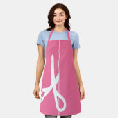 Moderne Schere Haar Stylist Flamingo Pink Schürze (Getragen)