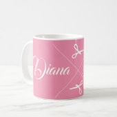 Moderne Schere Haar Stylist Grapefruit Pink Kaffeetasse (Vorderseite Links)