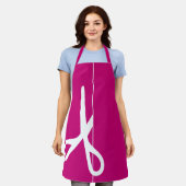 Moderne Schere Haar Stylist Himbeere Rosa Schürze (Getragen)