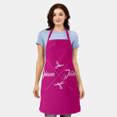 Moderne Schere Haar Stylist Himbeere Rosa Schürze (Getragen)