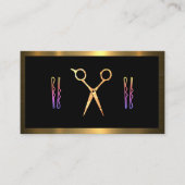 Moderne Schere | Haarnadeln | Gold-Metallische Gre Terminkarte (Vorderseite)