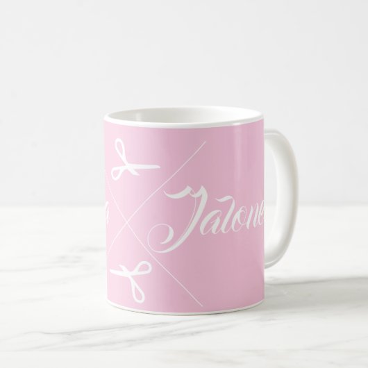 Moderne Schere Haarstylistin Seashell Pink Kaffeetasse (VorderseiteRechts)