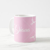 Moderne Schere Haarstylistin Seashell Pink Kaffeetasse (Vorderseite Links)