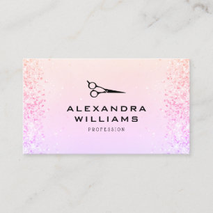 Moderne Schere mit rosa roségold glänzendem QR-Cod Visitenkarte
