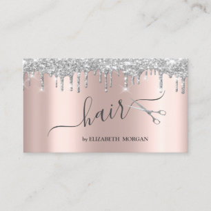 Moderne Schere Silber Glitter Tropfen Roségold Visitenkarte