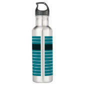 Moderne, schick Aquamarine Streifen mit Namen Edelstahlflasche (Rückseite)