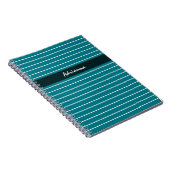 Moderne, schick Aquamarine Streifen mit Namen Notizblock (Rechte Seite)