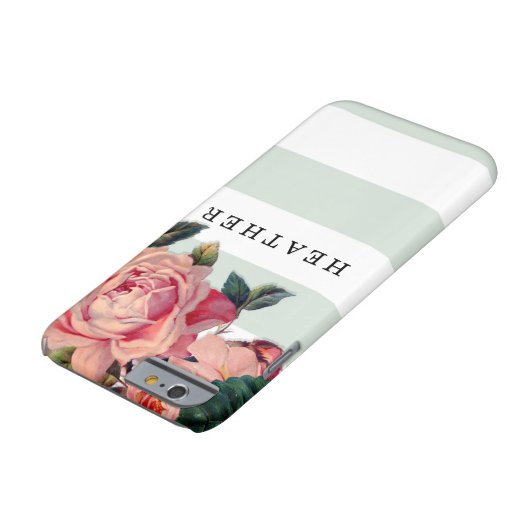 MODERNE, schick, breite Streifen mit Rose, Minzgrü Case-Mate iPhone Hülle (Unterseite)