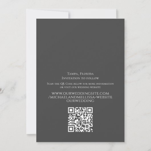 Moderne, schick-dusty Rose Blumencode QR-Code Save The Date (Rückseite)