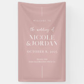 Moderne, schick-dusty Rose Hochzeit Willkommen Banner (Vertikal)