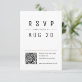 Moderne schick einfache Typografie QR-Code Hochzei RSVP Karte (Stehend Vorderseite)
