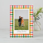 Moderne, schick-farbene Karierte Weihnachtskarte Folieneinladung (Stehend vorne)