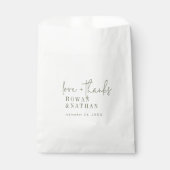 Moderne schick grüne weiße Liebe und Dank Hochzeit Geschenktütchen (Vorderseite)
