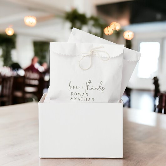 Moderne schick grüne weiße Liebe und Dank Hochzeit Geschenktütchen