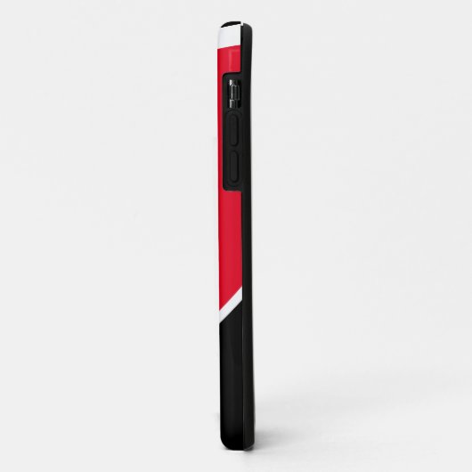 Moderne schick helle, rote weiße Kurven auf schwar Case-Mate iPhone Hülle (Hinten/Links)