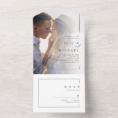 Moderne schick-minimalistische Foto-Hochzeit All In One Einladung (Innen Boden)