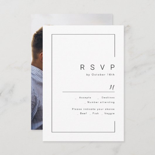Moderne schick minimalistische Foto Hochzeit RSVP (Vorne/Hinten)