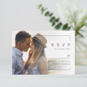 Moderne schick minimalistische Foto Hochzeit RSVP Karte (Stehend Vorderseite)
