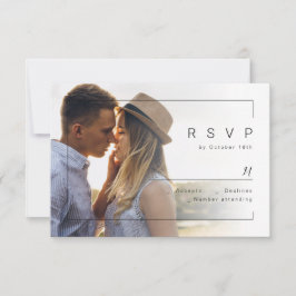 Moderne schick minimalistische Foto Hochzeit RSVP Karte