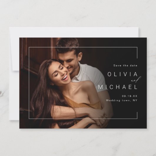 Moderne schick-minimalistische Foto-Hochzeit speic Save The Date (Vorderseite)