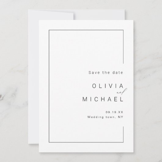 Moderne schick-minimalistische Foto-Hochzeit speic Save The Date (Vorderseite)