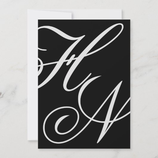 Moderne schick-Monogramm Schwarz-Weiß-Hochzeit Einladung (Rückseite)