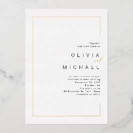 Moderne schick Rahmen minimalistisch Foto Hochzeit Folieneinladung