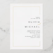 Moderne schick Rahmen minimalistisch Foto Hochzeit Folieneinladung (Vorderseite)