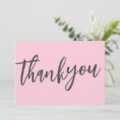 Moderne schick rosa Kalligrafie Script Hochzeit Dankeskarte (Stehend Vorderseite)