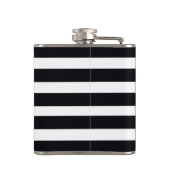 Moderne, schick schwarz und weiß gestreift flachmann (Rückseite)