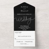 Moderne schick Schwarz-Weiß-Minimal-Hochzeit All In One Einladung (Innen Boden)